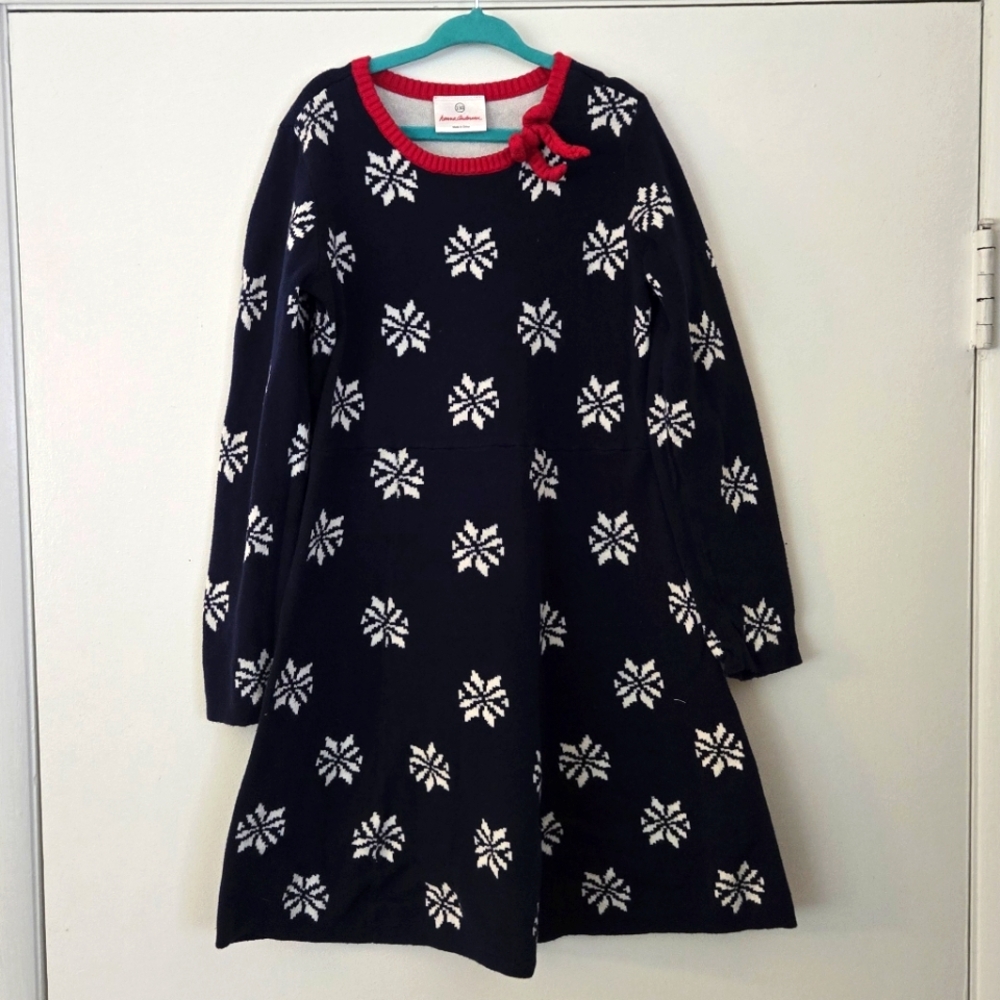 Hanna Andersson 100% Cotton Blue Snowflake Sweater Dress Size 130